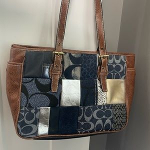 Coach denim and leather handbag
